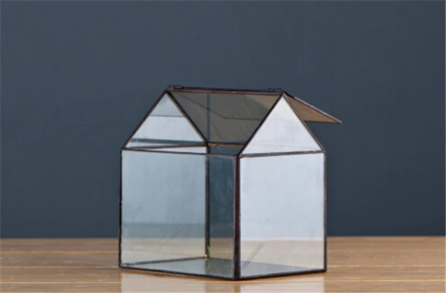 Крутой Мини ручной работы Настольный стеклянный зеленый дом небольшой изогнутый