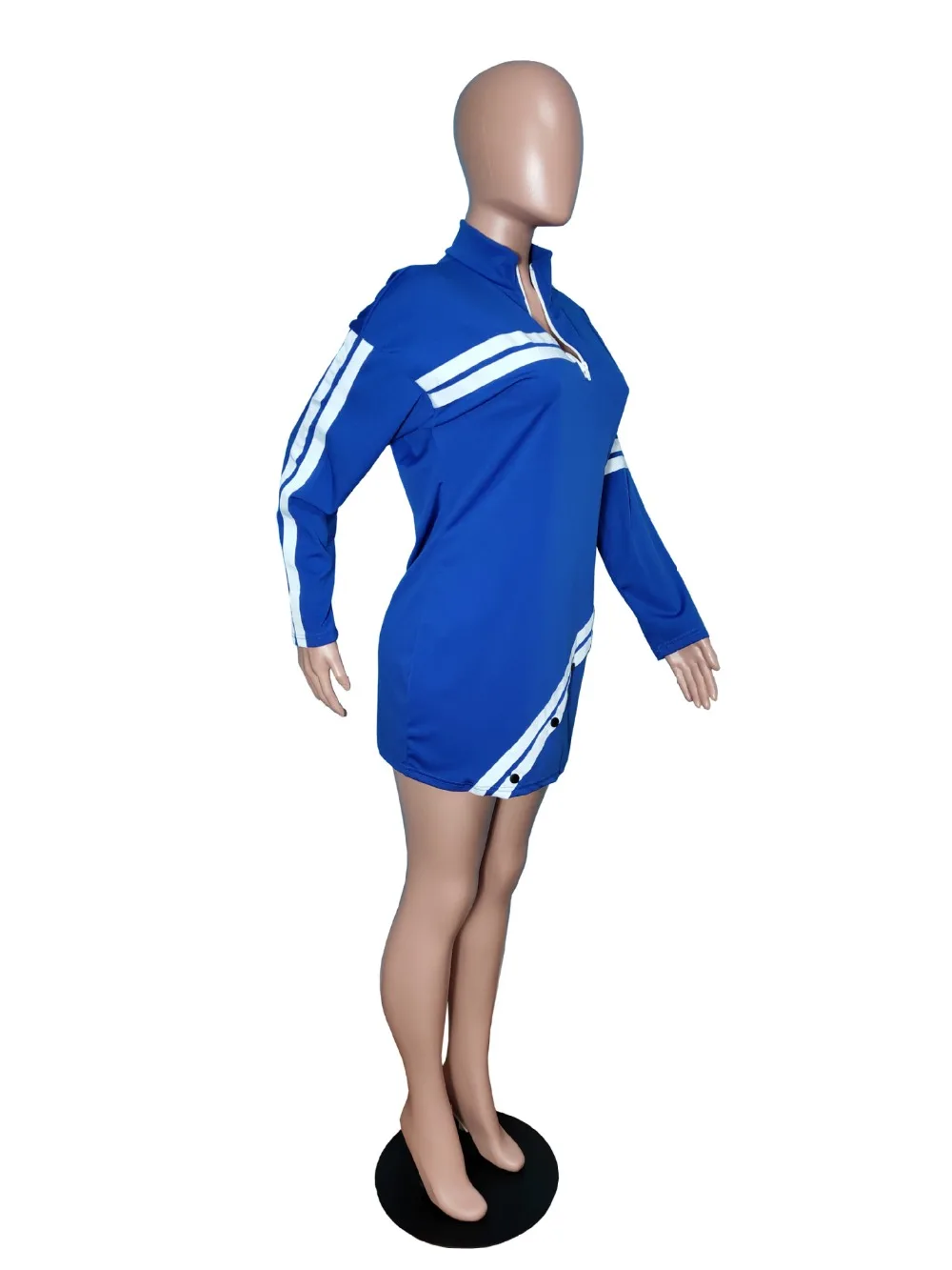 Женское облегающее платье на молнии повседневное мини с высоким воротником и