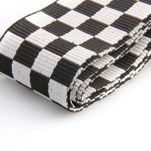 Шьет черный белый Checker ремень с флагом для электрической акустической гитары
