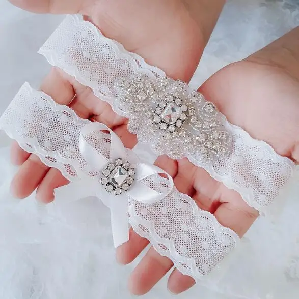 Свадебные чулки с подвязками, пояс, набор с розовым кристаллом, аппликация, белое кружево, прочное стрейчевое большого размера для невесты, подарки на память