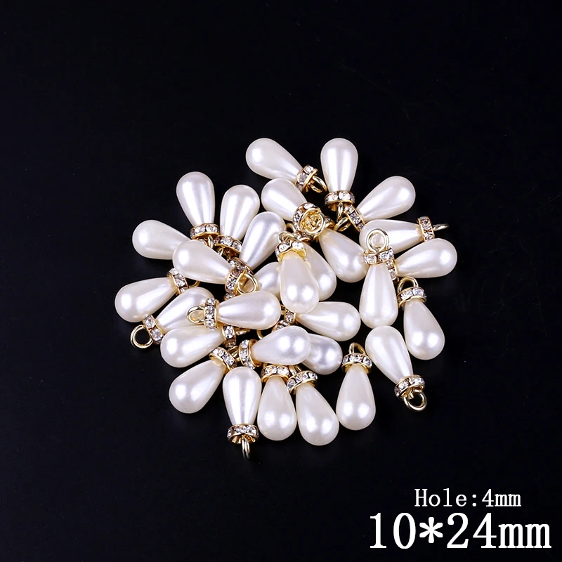 10*24mm Hanging Drill Tear Drop Earring Beads 30pcs/Lot Wholesale Ivory Faux Pearl For DIY Jewelry Making | Украшения и