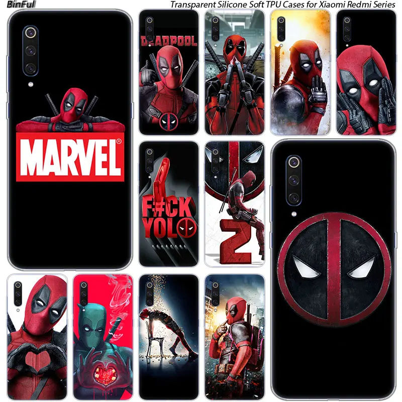 Горячая Marvel героя фильма «Дэдпул»; рубашки силиконовый чехол для Xiaomi Pocophone F1 9T 9 9SE 8 A2 Lite A1 A2 Mix3 Redmi K20 7A Note 4 4X5 6 7 Pro S2
