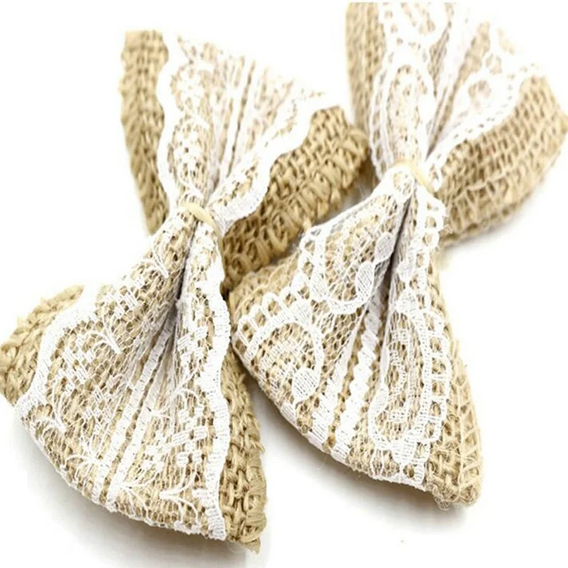 10 шт. Винтаж натуральный джут джутовая ткань мешочная Ткань DIY ленты бантом