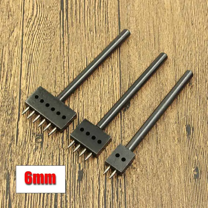 6mm 1set 4, 5, 6 мм расстояние кожи дыроколы DIY Ручная перфорированные круглая сшивания удар инструменты отверстием кожаные перфорационный инструмент 3 шт./компл - Цвет: 6mm 1set