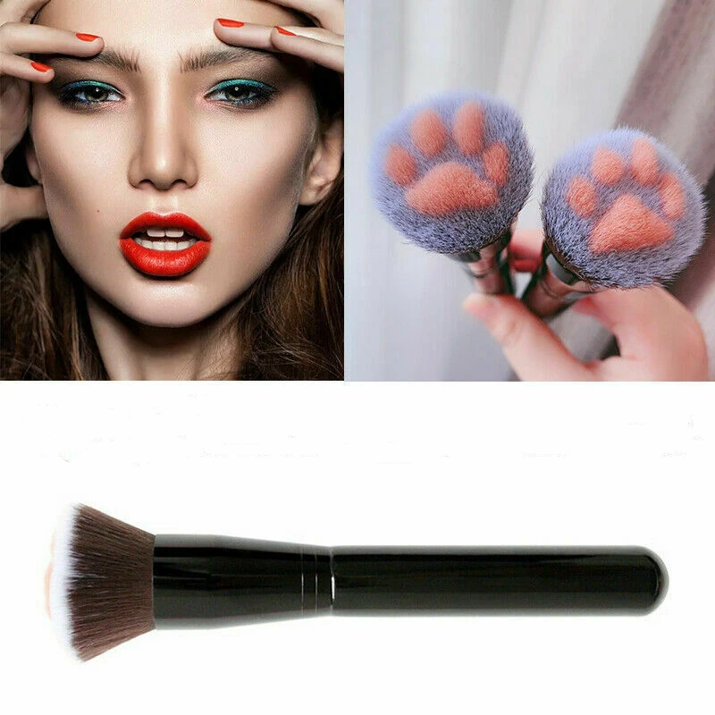 1Pcs Cat Claw Shaped Makeup Brushes Kawaii Foundation Brush Powder Plastic Handle Man-Made Fiber Cosmetic Tool | Красота и здоровье