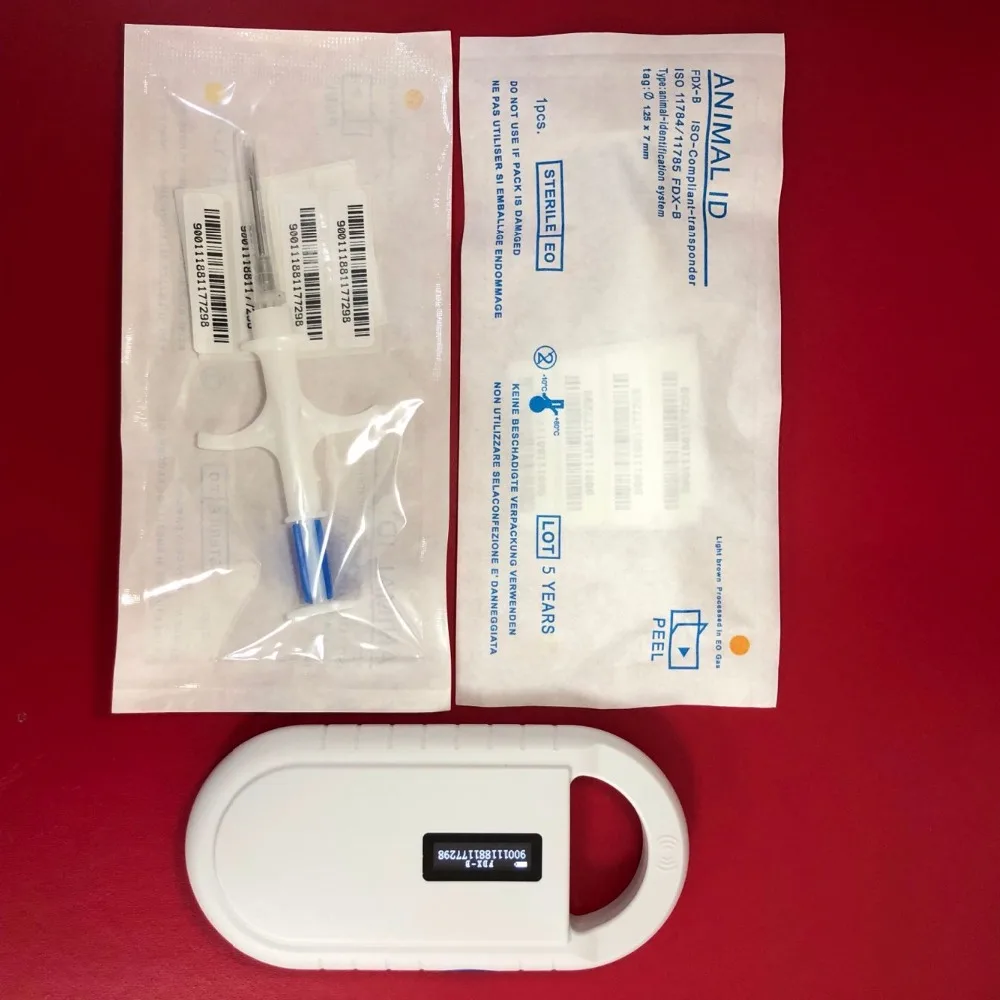 LF 134 2 Khz портативный сканер для собак микрочипы животных с шт RFID стеклянный шприц 1