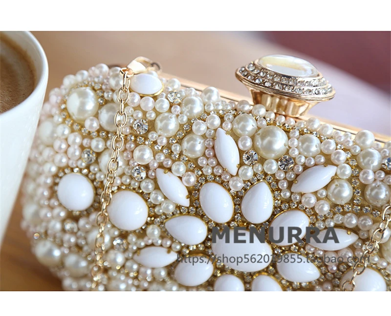 Женские вечерние ручной работы с белыми жемчужинами клатч свадебные сумочки