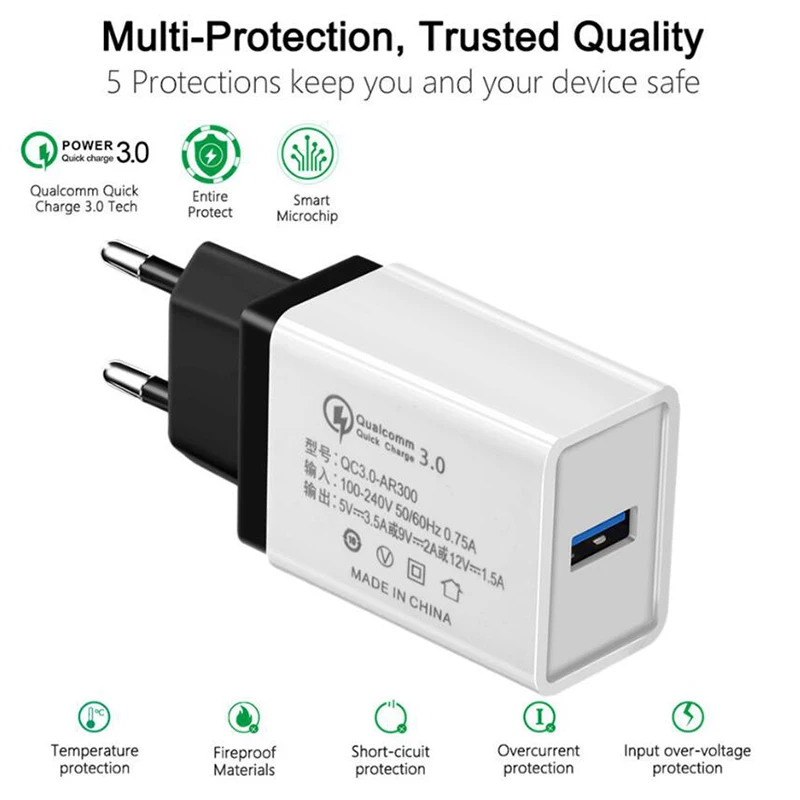 BRSUANG универсальное 5V настенное зарядное устройство 3 0 быстрое EU US Plug USB для iPhone