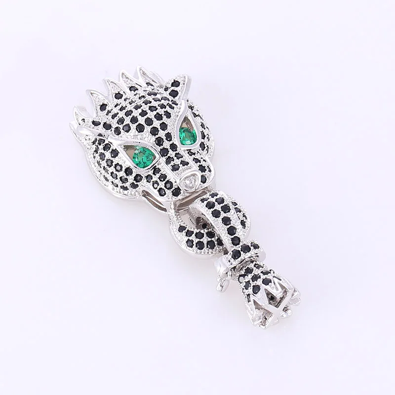 European Hot Fashion Micro Pave Black Zircon Copper Leopard Head Jewelry Fittings For Bracelet Necklace Pendant Connector Clasps | Украшения