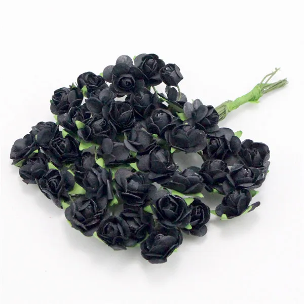 C3 Black 60pcs Тутовидный бумажный букет роз проволочный стебель свадебный цветок Рождество Свадебная вечеринка украшения Цветы DIY материалы A0203 - Цвет: C3 Black 60pcs