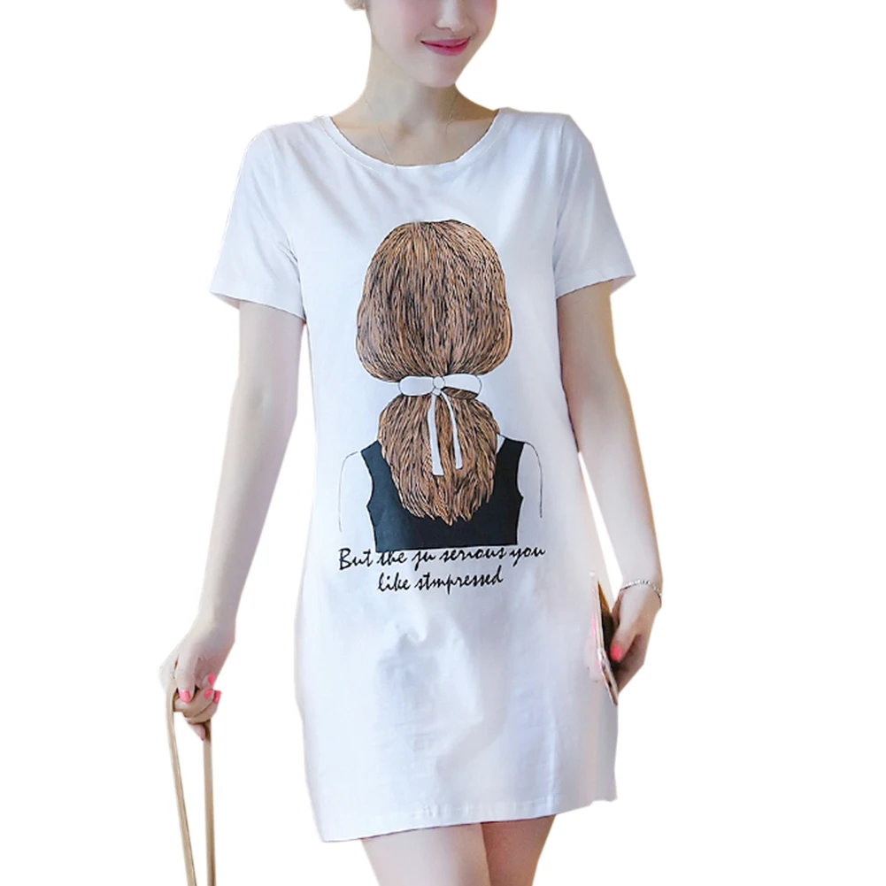 Женское Свободное платье с коротким рукавом корейское Повседневное большого
