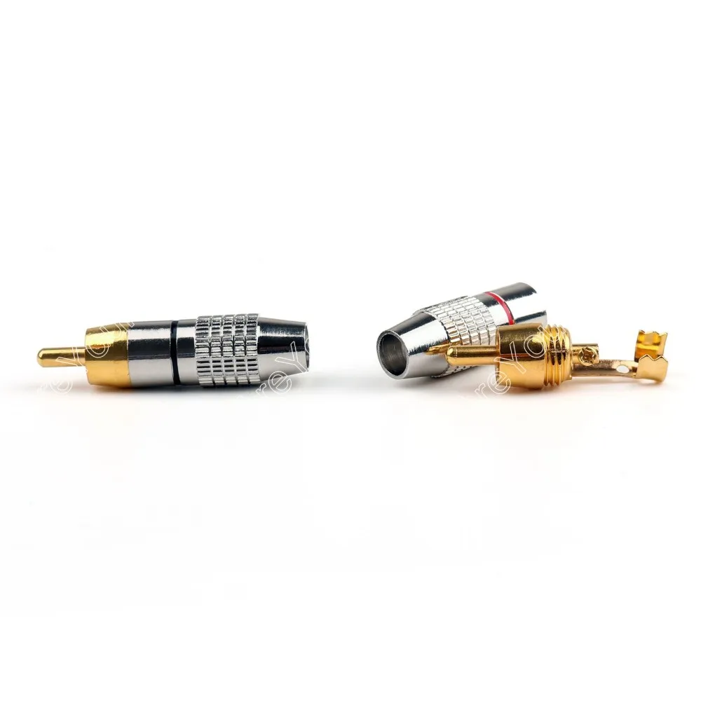 Areyourshop 50 шт. позолоченный RCA штекер аудио-видео замковый Кабельный разъем красный+ черный Высокое качество