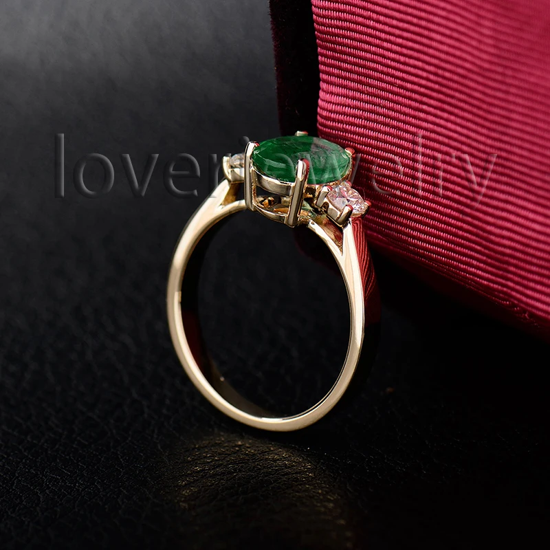 LOVERJEWELRY, твердое кольцо из желтого золота 14 к, изумруд, натуральный бриллиант, колумбийский изумруд, кольцо из 585 желтого золота для женщин, подарок