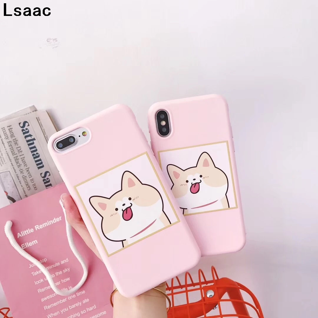 Милый чехол для телефона с собакой iphone X 6 S 7 8 Plus задняя крышка карамельный цвет
