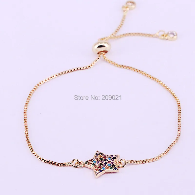 

10Pcs Lovely Rainbow Star Colorful CZ Connector Bracelets For Women Girl