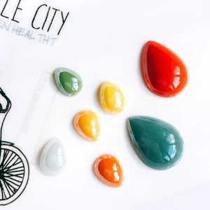 Разноцветные керамические фарфоровые капли для воды ZEROUP, Стеклянные Кабошоны, плоская спина, кабошон, принадлежности для самостоятельной сборки ювелирных изделий