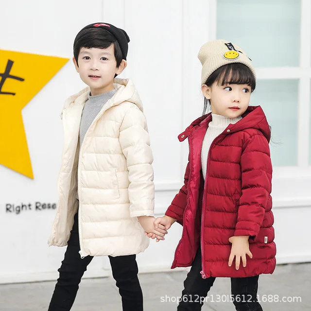 Детское пуховое пальто с капюшоном Зимняя парка для мальчиков и девочек