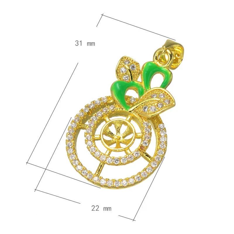 Горячие корейские ювелирные изделия цветок Подвески микро Pave CZ зеленые эмалевые