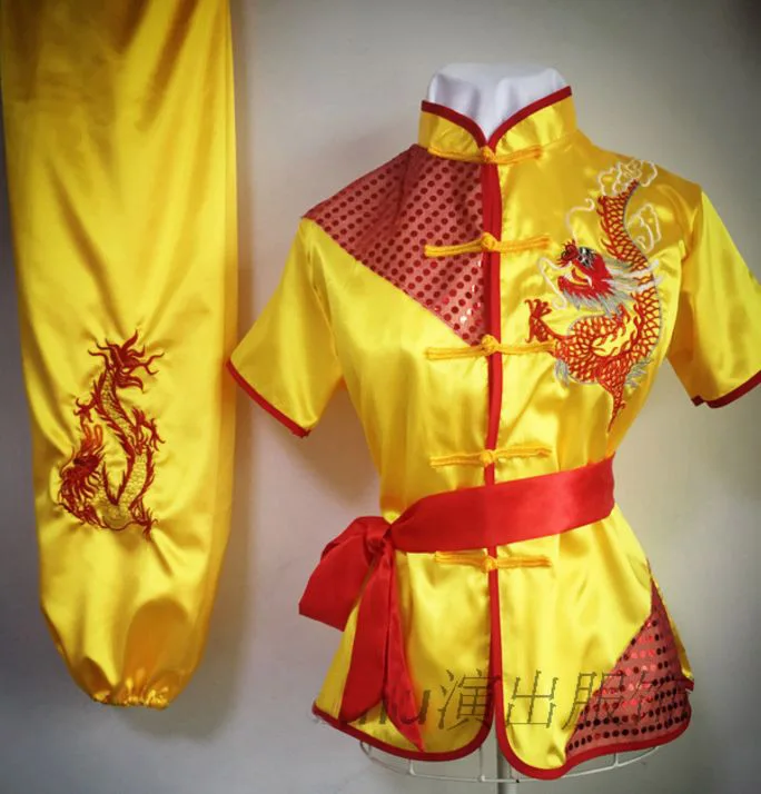 Унисекс детская и взрослая вышивка дракон Кунг фу Униформа ушу боевые искусства