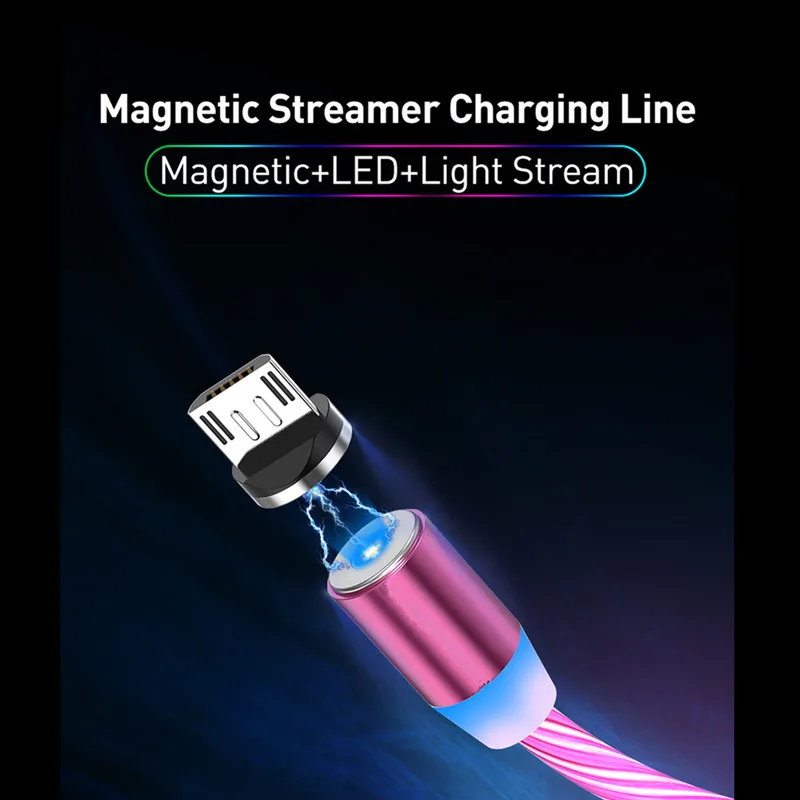 Магнитный светодиодный кабель для быстрой зарядки Micro USB Type C Honor 20 10 8X iphone X Samsung S8 S10