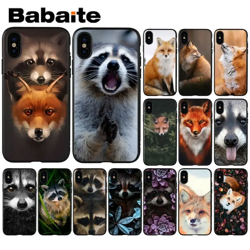 Babaite животное енот лиса красочные милые аксессуары для телефонов Чехол для iPhone X XS MAX 6 6S 7 7plus 8 8Plus 5 5S XR