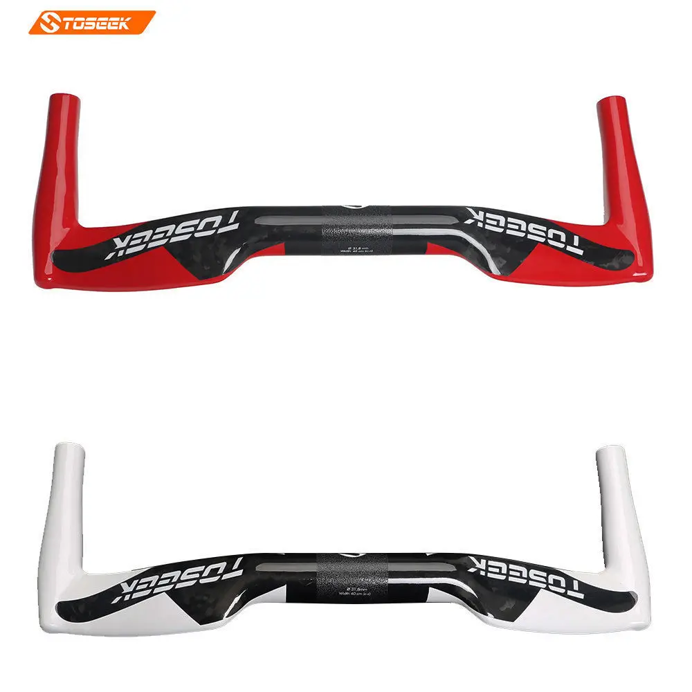 

TOSEEK UN Full Carbon Fiber Handlebar Rest Handlebar Road Bike Racing Bent Bar 31.8mm*400/420/440mm Ultra Light Red/White