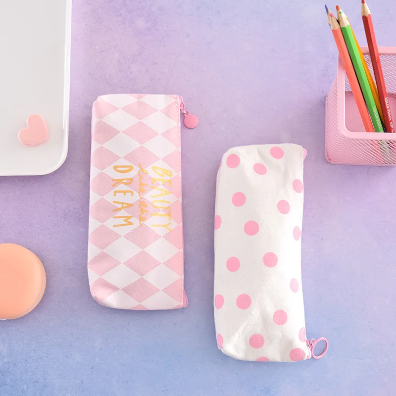 1 шт. милый простой чехол для карандашей розовый полосатый офиса и студентов