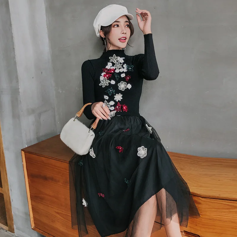 Dress Women 2018 Casual New Nylon Dresses Loose Full Stand Empire G420-C Vestidos Femininos | Женская одежда
