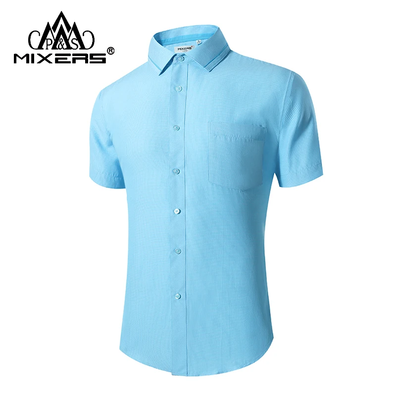 

New Arrival 2018 Cotton Men Short Sleeve Shirt Big Size Regular Fit Casual Summer Men Shirts Blue Plaid Dress Shirt Men Clothing