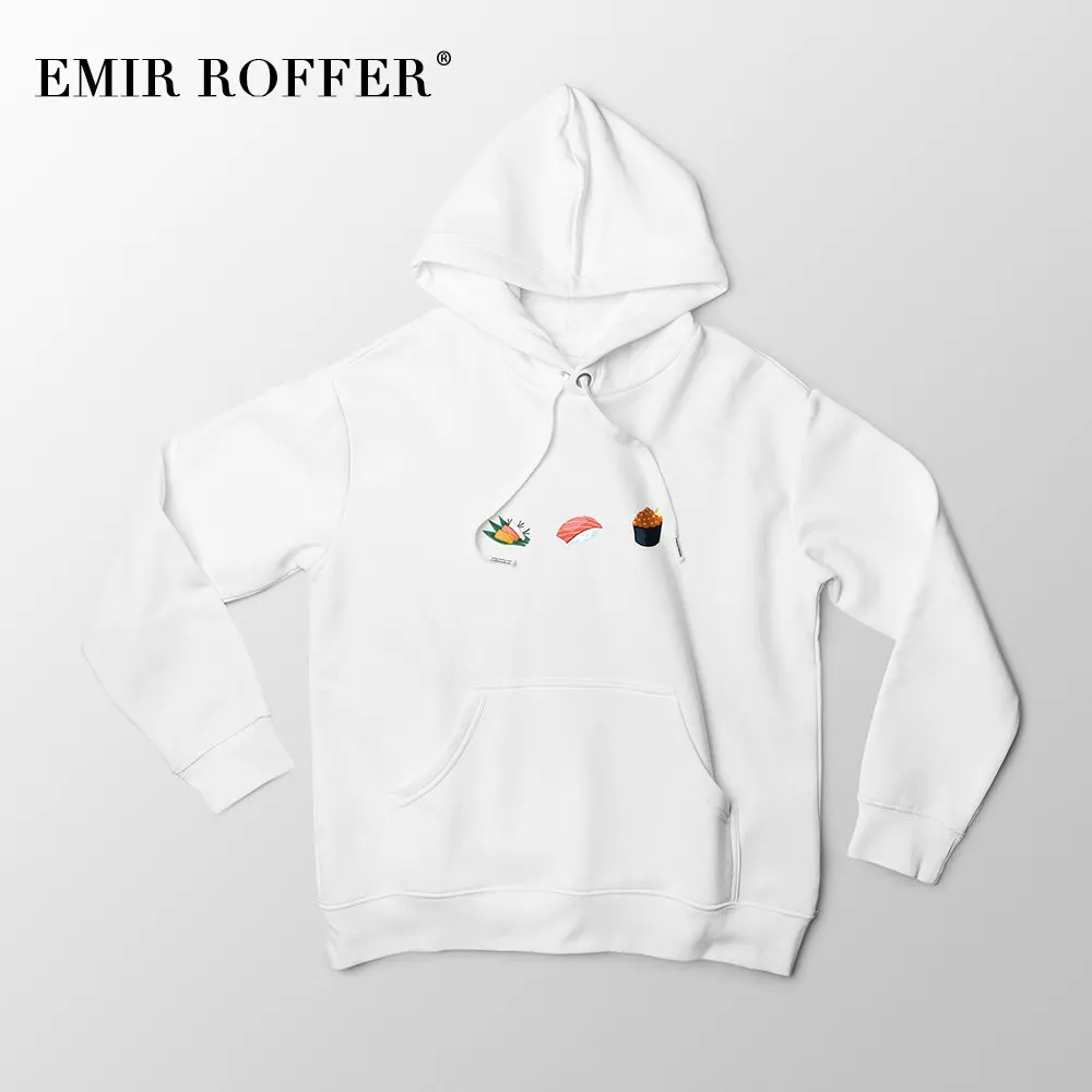 EMIR ROFFER суши Японская уличная одежда Harajuku белая толстовка женская зимняя теплая