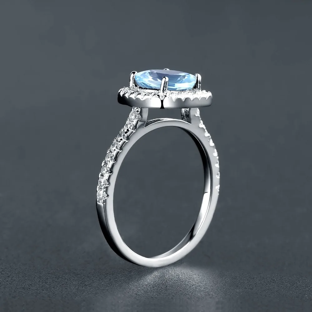 Женское классическое кольцо с голубым топазом 925 карата|Кольца| |