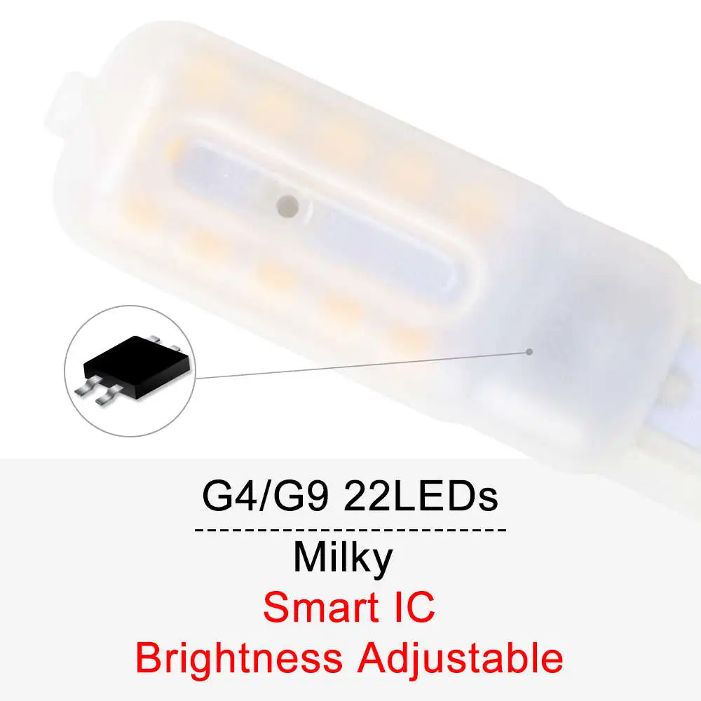 Milky IC 22led 6 шт. светодиодный свет мозоли G9 светодиодный светильник 220 В ампулы G4 светодиодный электрическая лампочка с регулируемой яркостью Светодиодная лампа 3W 5 люстра в форме свечи светильник на замену галогеновым лампам, 2835 - Испускаемый цвет: Milky IC 22led