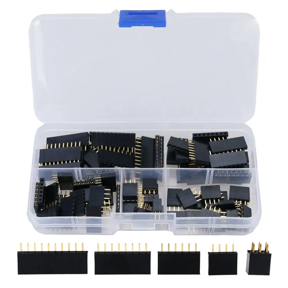 90pcs 2.54mm for Arduino Stackable Shield Female Pin Header Assortment Kit (Double Row 3 / 4 6 8 10 Pins ) | Обустройство дома