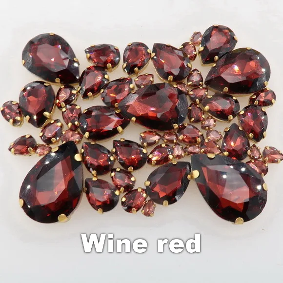 A20 Wine red Серьги в форме капли воды, 7 размеров микс 50 шт./пакет золото коготь настройки хрусталя пришить стразы бусины торжественное платье, обуви, сумок и diy кружевной отделкой - Цвет: A20 Wine red