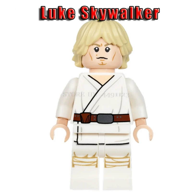 Luke Skywalker Игрушки блочные Звездные войны персонаж фильма Рей кьло бен соло люки Скайуокер клон воин джедай Йода Финн BB8 R2D2 блок игрушки Наборы «Звездные войны» - Цвет: Luke Skywalker