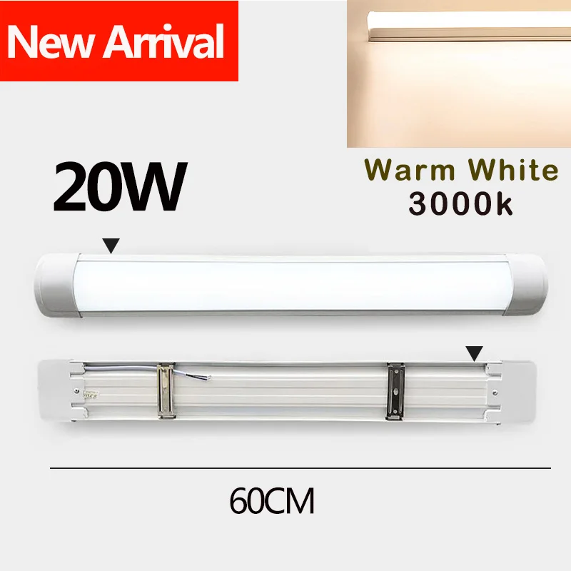 1PCS 20W Warm White T5 светодиодный светильник, лампа 220 В, высокая яркость, 20 Вт, T8 светодиодный светильник, трехслойный, современный настенный светильник для спальни, 2 фута, 60 см, 600 мм, для дома - Испускаемый цвет: 1PCS 20W Warm White