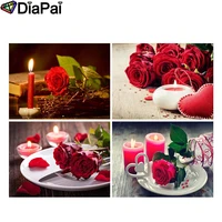 diapai 5d diy diamond painting 100 full squareround drill flower candle 3d embroidery cross stitch home decor