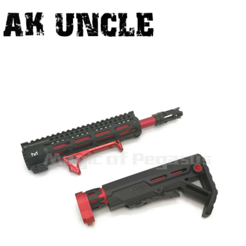 

AK Uncle Gel Blaster Metal Handguard Nylon Buttstock M4 Metal Fishbone fittings Red / Black
