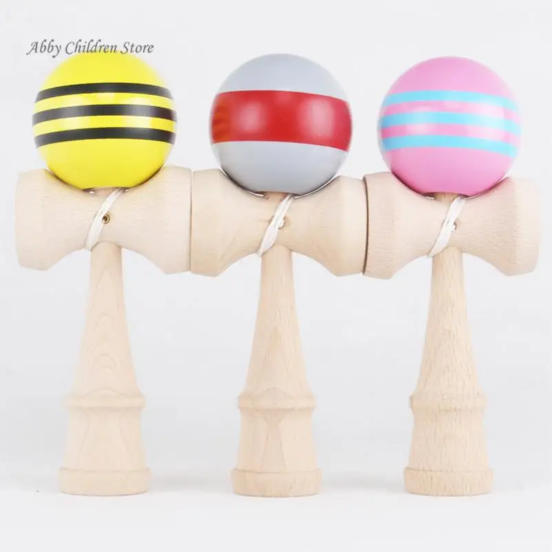 18.5 см Полосатый Kendama красочная роспись Развивающие деревянные Игрушечные