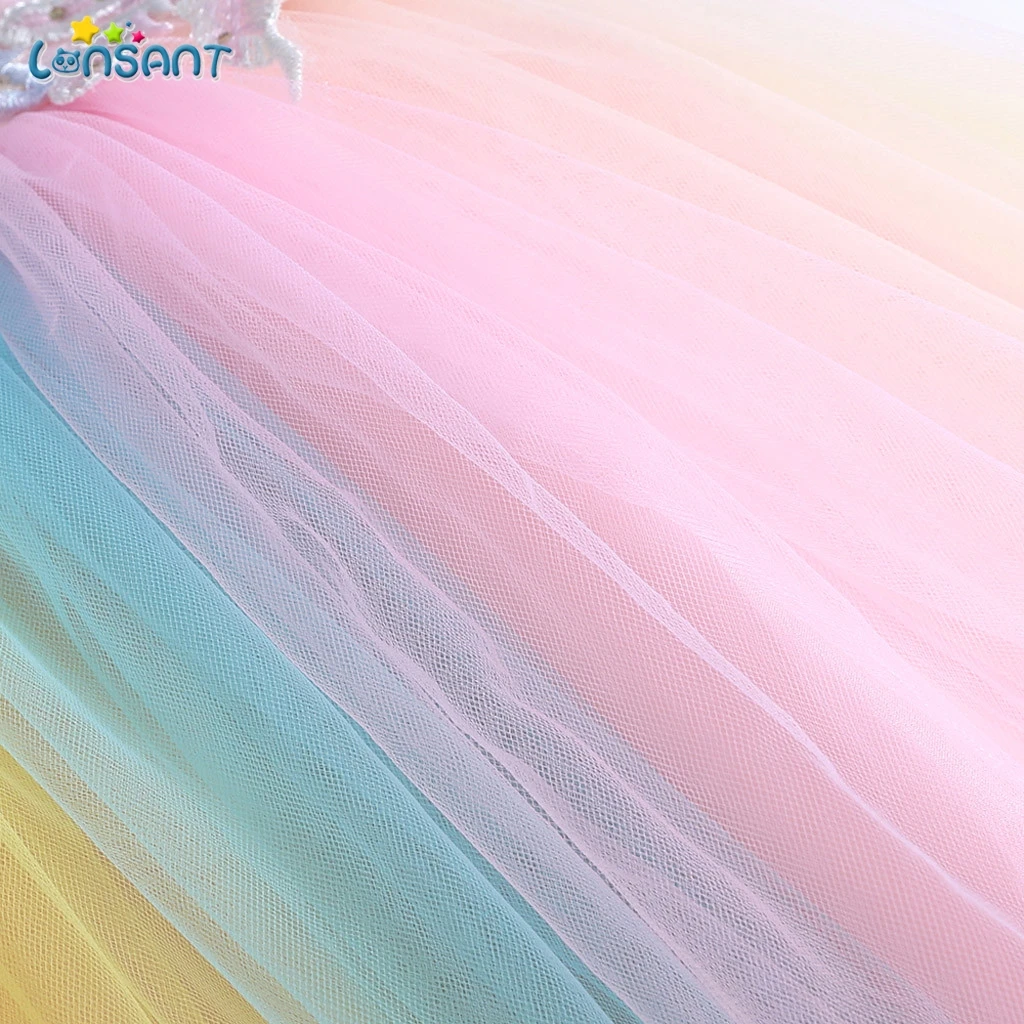 

LONSANT Girls Dress 2019 Summer Mesh Girls Clothes Applique Princess Dress Children Summer Clothes Baby Girls Dress N30