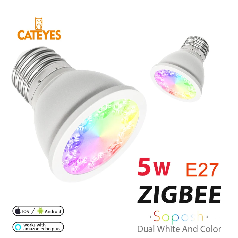 E27 RGB + CCT Точечный светильник меняющий цвет zigbee zll светодиодная лампочка