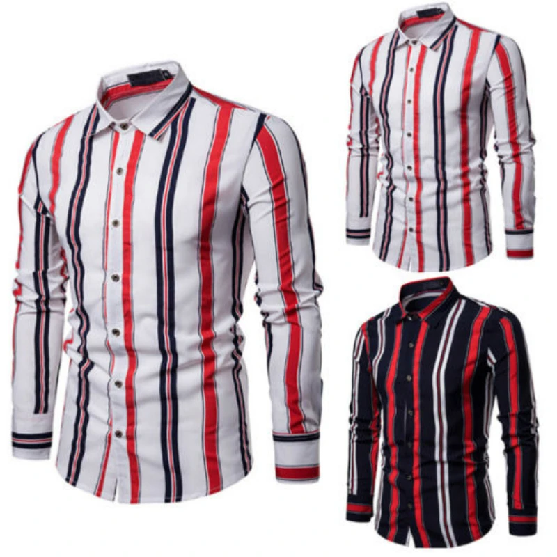2019 Брендовые мужские рубашки Slim Fit Мужские с длинными рукавами хлопковый в