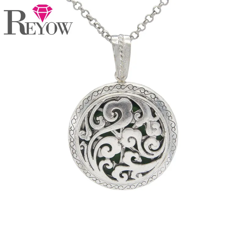 10PCS Antique Silver Auspicious Clouds Living Memory Round Locket Aromatherapy Pendant Essential Oil Diffuser Necklace Gift | Украшения и