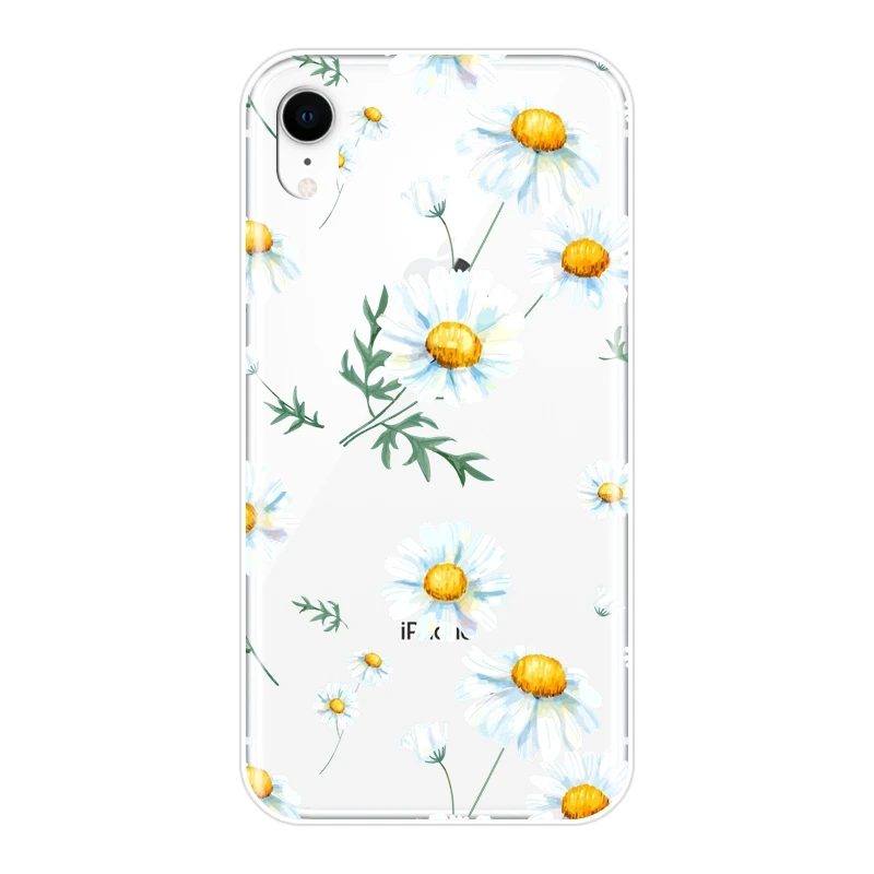 Чехол накладка для iPhone 6 S 7 8 X XR XS Max мягкий силиконовый чехол с белыми цветами