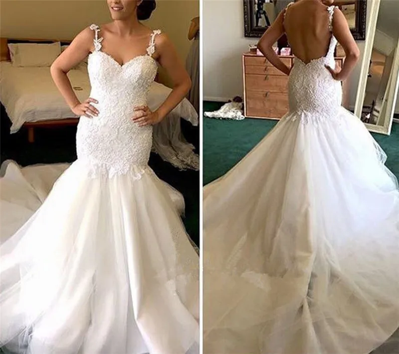 Новейшее кружевное свадебное платье Русалочки vestido de novia sirena фатиновое Милое