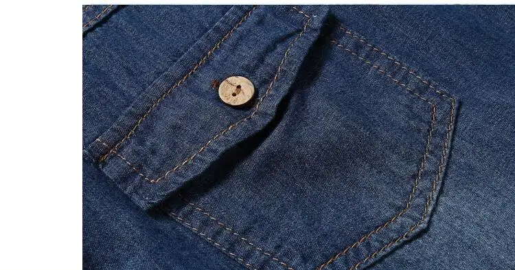 

Camisa Masculina Men Denim Blue Blouses Shirts New Summer Short Sleeve Casual Fashion Jeans Chemise Blouses Slim Dress Shirt Tee