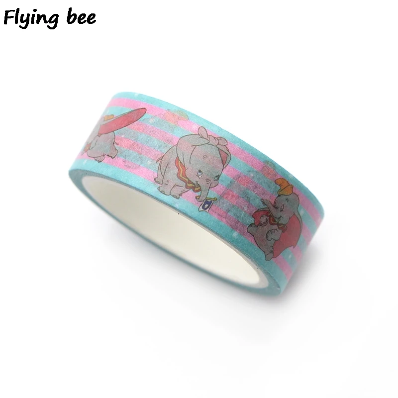 Flyingbee 15 мм X 5 м Бумага васи клейкие ленты слон Дамбо Kawaii клейкая лента DIY Скрапбукинг наклейка этикетка маскирующая лента X0263