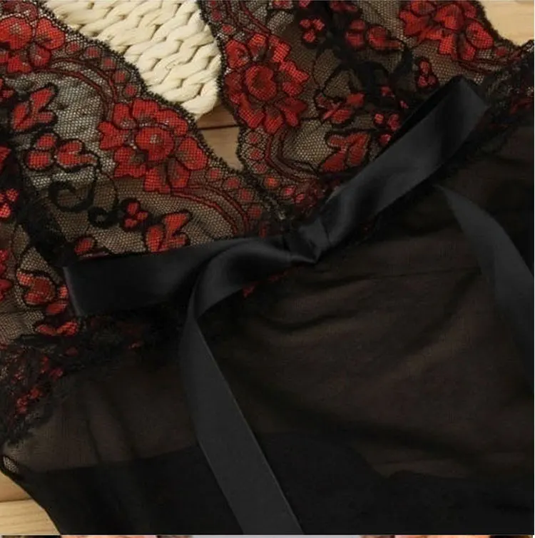 Lace Print Maternity Nightwear- Rose Lure sexy lingerie Women Sleep Dress Couple Feeling Clothes Black Flirtatious Panties+Sets