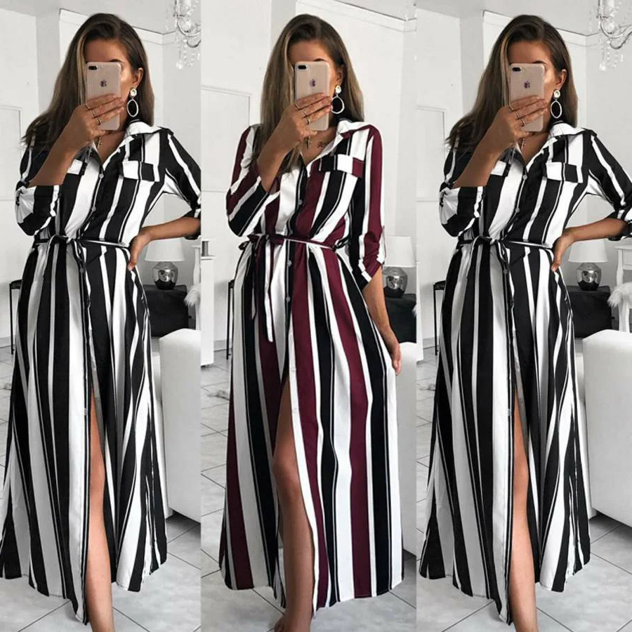 Платья рубашки в цветную полоску с принтом Blockbuster|Женские платья| |