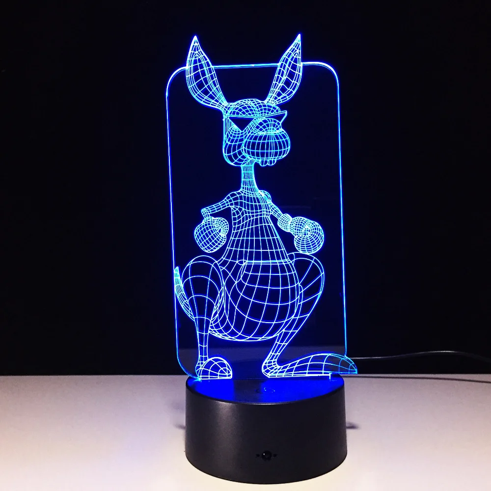 Кенгуру 3d свет Валентина подарок на день рождения Led Настольная лампа Powerbank Новинка Luminaria Led Usb 7 цветов изменить настольная лампа